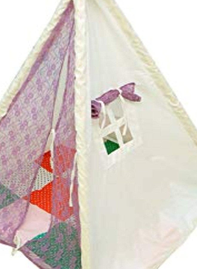 Next Day Art Teepee Play Tent for Kids, Portable Teepee Flag House for Boys & Girls, Play House for Indoor & Outdoor with Baby Pillow and Cushions-Off White - Image 5